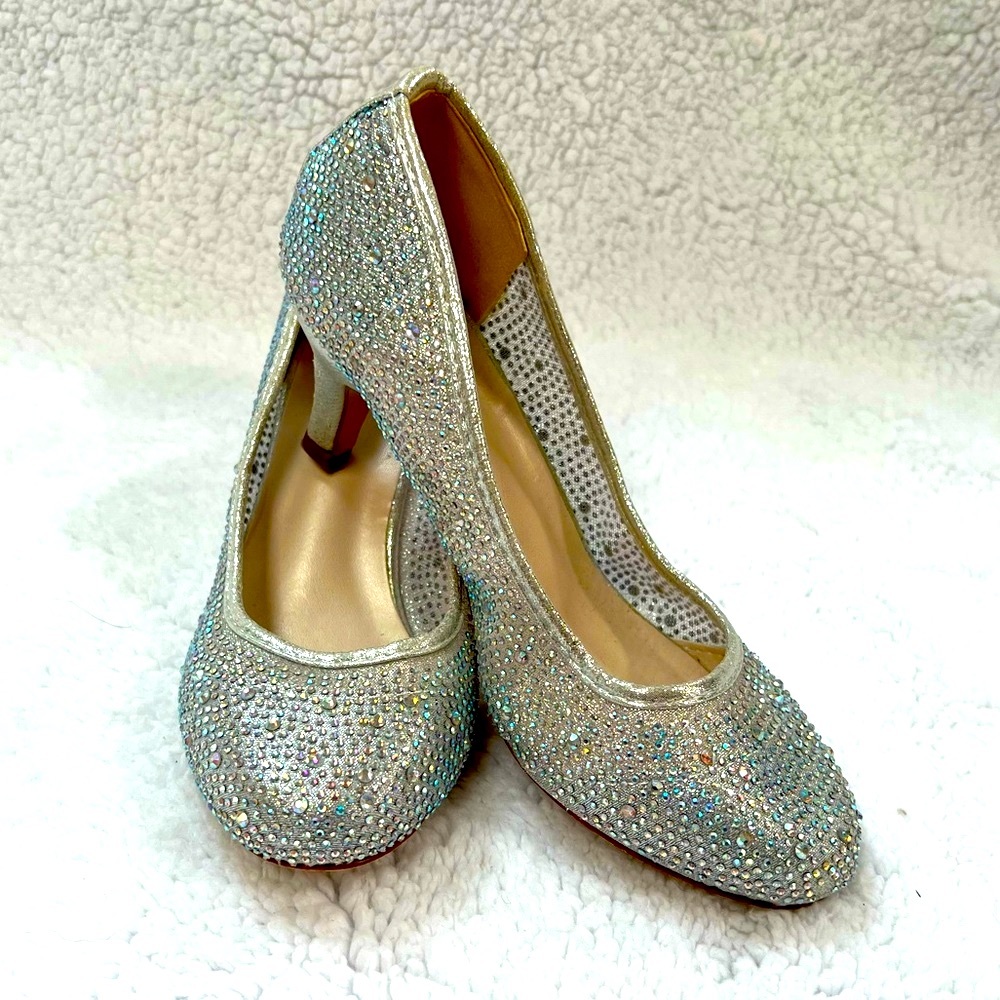 David’s bridal kitten heal rhinestone bridal shoes